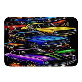 Feelyou Race Car Doormats Floor Mat 16"x24" Speed Sports Car Bath Mats for Bathroom Boys Girls Teens Racing Car Bath Rugs for Shower Tub Non-Slip Hippie Graffiti Extreme Sports Bathroom Accossories