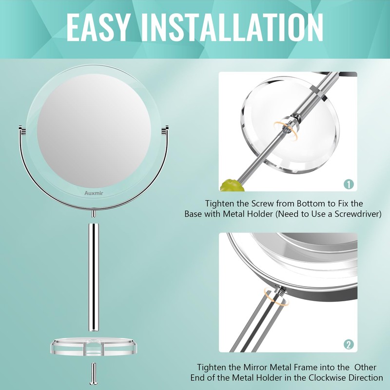 Auxmir 1X/ 30X Magnifying Mirror, Makeup Mirror with Tweezer, Double