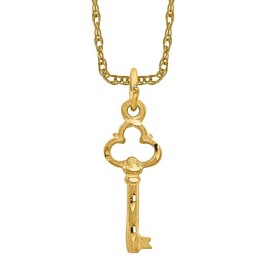 14K Solid Yellow Gold Key Necklace Chain Pendant Charm 24mm x 8mm Only