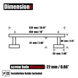 JQK Chrome Towel Bar, 18 Inch 304 Stainless Steel Thicken 0.8mm Towel Rack Bathroom, Towel Holder Polished Finished Wall Mount, Total Length 20.47 Inch, TB110L18-CH