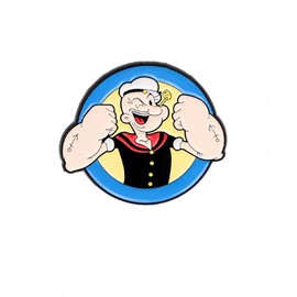 Distrigeek Popeye Men's Metal Enamel Round Brooch Badge Decorative Clothing Pin Vintage Cartoon Fan Pin Blue Black Small Metal, small, Metal