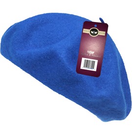 WW004 - Gorro de lana para invierno (100% lana), diseño de boina vasca, Royal, Talla única