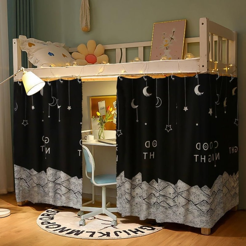 XGOPTS Bottom Bunk Bed Curtains, Students Dormitory Bunk Blackout Bed