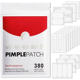 NEARPOW 380 Parches Para Acné,Pimple Patch, Calcomanías Ultra Finas Varios Tamaños para Cara y Piel para Brotes de Acné en Áreas Más Grandes Parches Transparentes para Granos y Espinillas