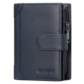 SENDEFN Men's Wallet Genuine Leather Wallets for Men RFID Blocking Card Holder with Zipper Coin Purse