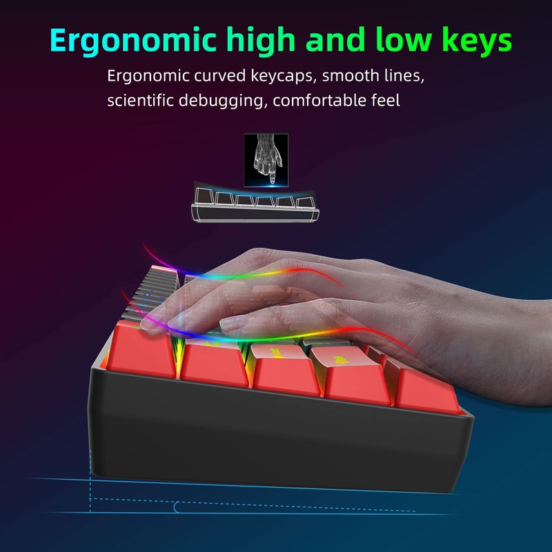 Snpurdiri 60% Wired Gaming Keyboard, Ultra-Compact RGB Backlit Small Gaming