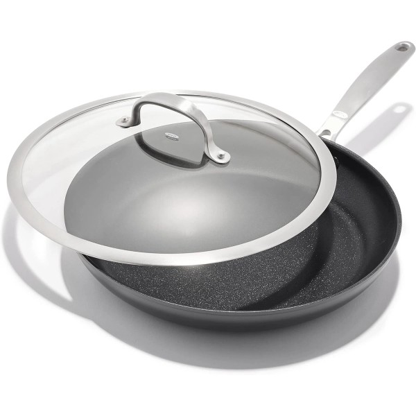 Unbranded Durable 12" Frying Pan Skillet with Glass Lid PFAS-Free