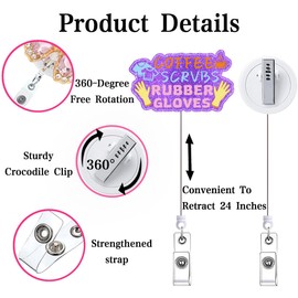 Coffee Scrub Rubber Gloves Nurse Badge Reel Retractable Funny Nursing Medical Assistant Badge Holder with Alligator Clip Healthcare LPN RN CNA Badge Clip ID Card Accessories