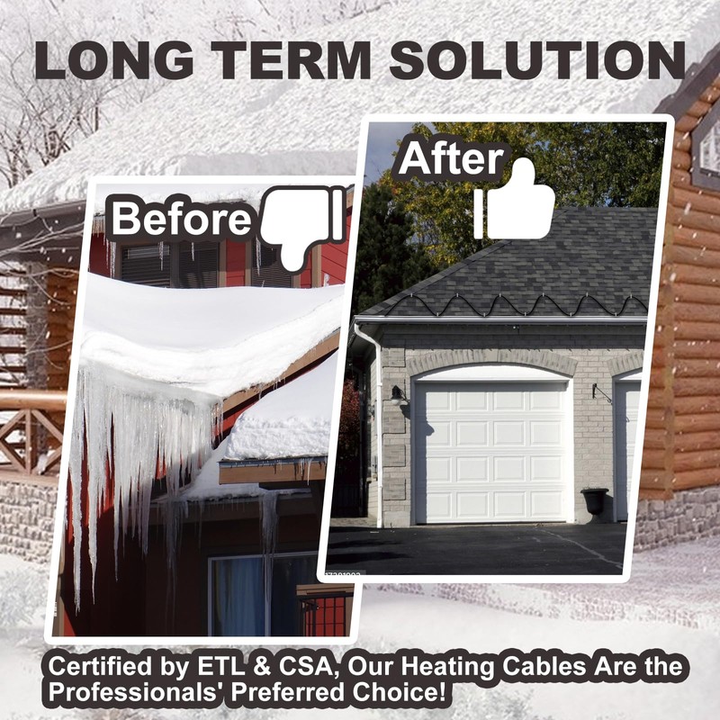 TOPDURE TDRD 100 feet Roof & Gutter Snow De-Icing Kit,
