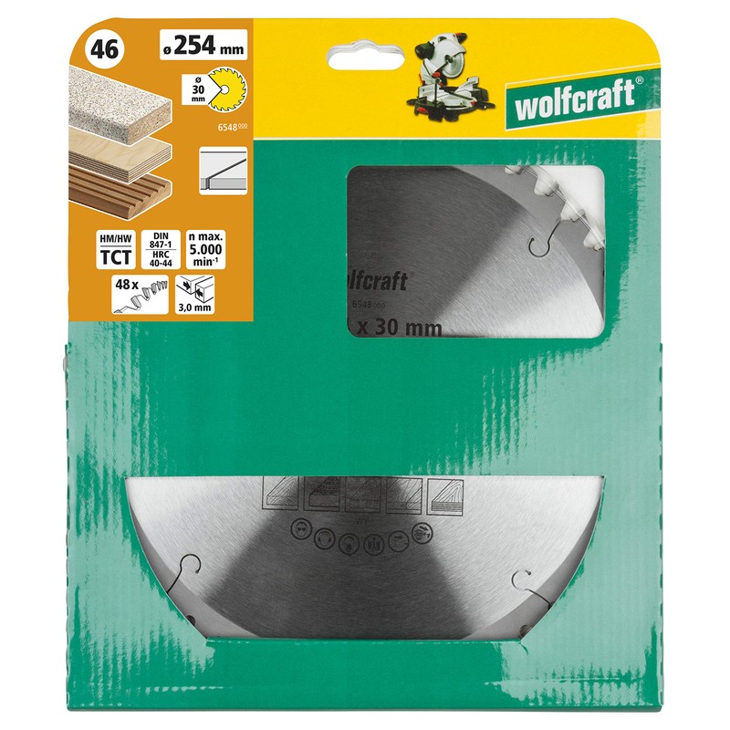 wolfcraft 6548000 Mitre Saw Blade Diameter 254 mm Fine, Clean