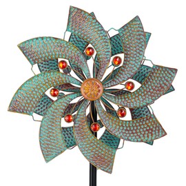 Stargarden Retro Outdoor Wind Spinners, 13.4 Inch Metal Wind Sculptures & Spinners, Kinetic Wind Spinner, Decorative Double-Side Pinwheels for Yard and Garden Decor