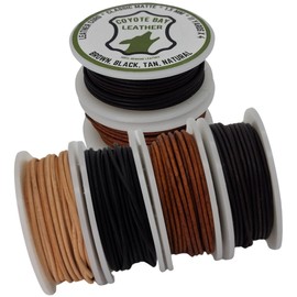 Coyote Bay® Genuine Leather Cord in 4 Classic Matte Colors, 11 Yards Each, for Jewelry Making, Crafts and Hobby Projects (1.5 mm)