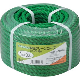 TRUSCO PE Green Rope Green 9 mm X 30 m with 3 Run type r930peg