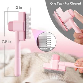 HCHYEY Cat Grooming Kit, 4-in-1 Cat Grooming Tools with Cats Brush, Flea Comb, Nail Clipper & Trimmer - Deshedding & Dematting for Pets Hair and Paws, Pet Shedding Set for Indoor Dogs & Cats (Pink)