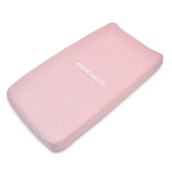 American Baby Company Heavenly Soft Chenille Fitted Contoured Changing Pad Cover, Pink, for Girls