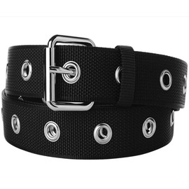 Awlyfm Men's Rivet Belt Size 100-170 cm Men's Belt Fabric Belt Black Unisex, silver
