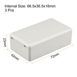 sourcing map Mini Dustproof Junction Box 72x42x23mm ABS for Electrical Project (Gray, Pack of 3)