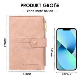 Passport Holder with RFID Blocker, Protective Case for Credit Cards, Passport, ID and Travel Documents, Travel Accessories/Travel Organiser, Multi-Compartment Zipped Wallet, pink, Modern