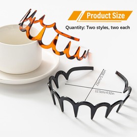 XPEX Pack of 4 Shark Tooth Hair Comb Hair Band Wavy Plastic Headband Make Up Headband for Sports Fitness Daily for Women and Girls