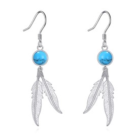 DAYLINLOVE Feather Earrings 925 Sterling Silver Feather Earrings Feather Jewellery Gift for Women Girls, Sterling Silver, No Gemstone