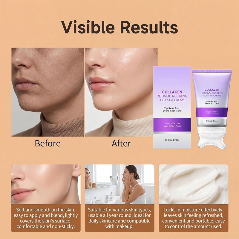 2PC Crema con Gua Sha, Colágeno y Retinol para Reafirmar