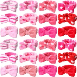 24 diademas de spa WILLBOND con lazo en 12 colores o patrones, elásticas y ajustables a 13.5 pulgadas