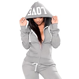 JIHUILAI Grey Sweat Suits For Womens 2 Piece Women Sweatsuit Tracksuit Long Sweatpants Set 2XL
