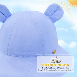 POMIJIAN Toddler Sun Hat Girls UPF 50+ Baby Bucket Hats Boy Soft Summer Hat Cute Beach Cap (CA/US, Age, 3 Months, 6 Months, Blue-Purple)