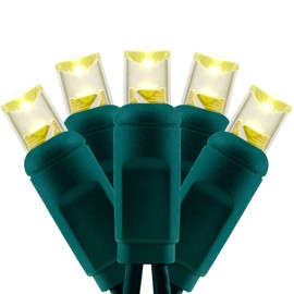 YULETIME Warm White One-Piece 5MM LED Christmas Lights, Total 48 Feet 140 Count 2 Strands 24ft 70ct Waterproof Wide Angle String Light (Warm White)