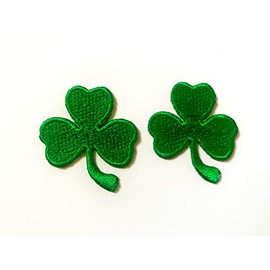 TH Set 2 Tiny Mini Green Shamrocks Cute Cartoon Patch Jacket T-Shirt Sew Iron on Embroidered Applique Badge Sign Patch
