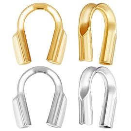 Beebeecraft 1 Box 40Pcs Wire Guard Thread Protector Loop 18K Gold Plated 925 Sterling Silver U Shape Wire Guardians 0.6mm Cable Thread Guard Loops for Earring Necklace Bracelet Jewelry Making Crafts