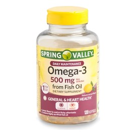 Omega 3 500 Mg 120 Capsulas Fish Oil Spring Valley Sin Sabor