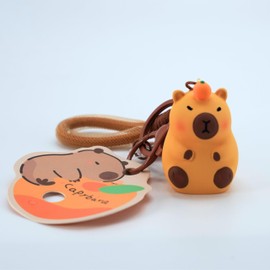 SPEEDYUNI Cute Capybara Keychain, Adorable & Trendy Animal Accessories with Unique Styles, Perfect for Bags, Keys, and Gifts (Chilling with Orange)