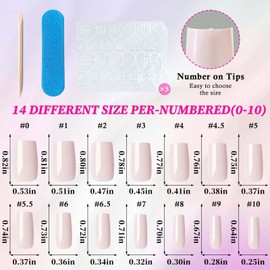 LoveOurHome 316pc Square Press on Nails Medium Fake Nails with Glue Tabs, Point Pink Nails Press on Nails Square Glue on Nails Acrylic Nail Tips Full Cover Fake Nails Medium False Artificial Nails