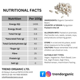 Trend Organic Cannellini Beans Ideal for Salads, Soups, and Dips - Fluffy and Creamy - Rich in Protein and Dietary Fibre, Vitamins and Minerals - Certified Organic, Vegan, Non-GMO, No Additives, 500g