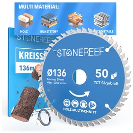 STONE REEF Saw Blade 136 x 20 – Circular Saw Blade [Includes Adapter to Bore 20 & 16 mm], Compatible with Angle Grinders from Bosch, Makita etc. – Saw Blade Circular Saw Nail Proof – for Wood, Metal