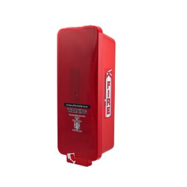 PRO&Family Red Surface-Mounted Fire Extinguisher Cabinet with Clear Pull-Cover for 2.5 lb. or 5 lb. Fire Extinguishers