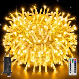 Ollny Lichterkette außen 20m 200LED, Lichterkette Weihnachtsbaum mit Fernbedienung und Timer, 8 Modi IP44 wasserdicht Lichterkette strom für außen und innen Weihnachten Hochzeit Party (Warmweiß)