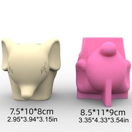 Little Elephant Concrete Flower Pot Silicone Mold Succulent Planter Vase Pen Holder Cement Clay Mold Plaster Epoxy Resin Mould