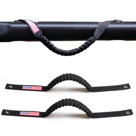 RERPRO Front Door Roll Bar Grab Handles Compatible with 2018-2024 2025 Jeep Wrangler JL 2/4 Door 4XE Gladiator JT Interior Accessories Paracord Grip Handle Keep Airbag Function, 2 Pack Black US Flag