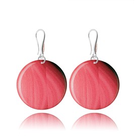 Modern round earrings hanging; original gifts for women every day (red coral)