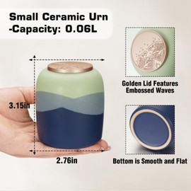 SOITIS Small Urn for Human Ashes Keepsake Ceramic Mountain urns for Humans 3.2 Inches Sharing Memorial Mini Urn Funeral Keepsake Decorative Urn for Women Men