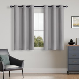 Hiasan Blackout Curtains 2 Panels for Bedroom, Thermal Insulated Sun Blocking Energy Saving Curtains for Living Room, Bedroom and Kids' Room, 42 x 45 Inch, Silver Grey