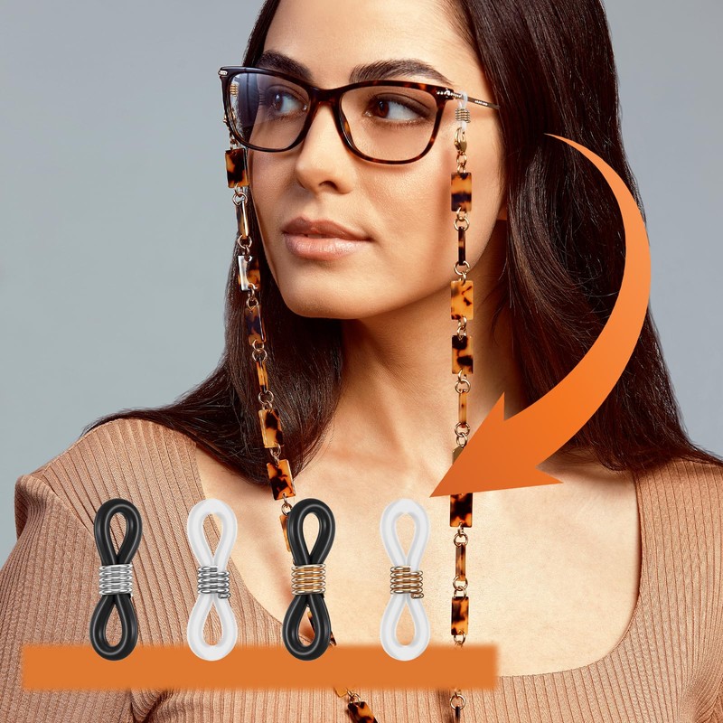 FdcLixuvol Eyeglass Chain Ends, 40 Pcs Adjustable Silicone Eyeglasses Chain
