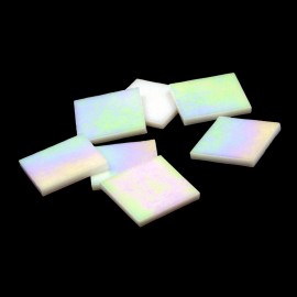 Spectrum System 96 500 White Opal Iridized 1/2" Square Hand Cut Glass Mosaic Tiles | Fusible 96 coe