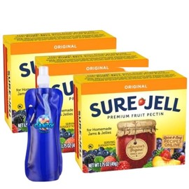 Sure-Jell Original Fruit Pectin for Canning – Pack of 3 (1.75 oz Boxes) – Classic Pectin for Homemade Jams, Jellies & Preserves – Includes Candy Freezer Collapsible Bottle (Original) - Bottle