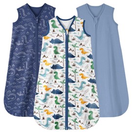 Looxii Baby Sleeping Bag 18-24 Months 0.5 Tog Sleep Sack 100% Cotton 3 Pack Baby Wearable Blanket for Newborn Infant Toddler Boys Girls Blue Dinosaur