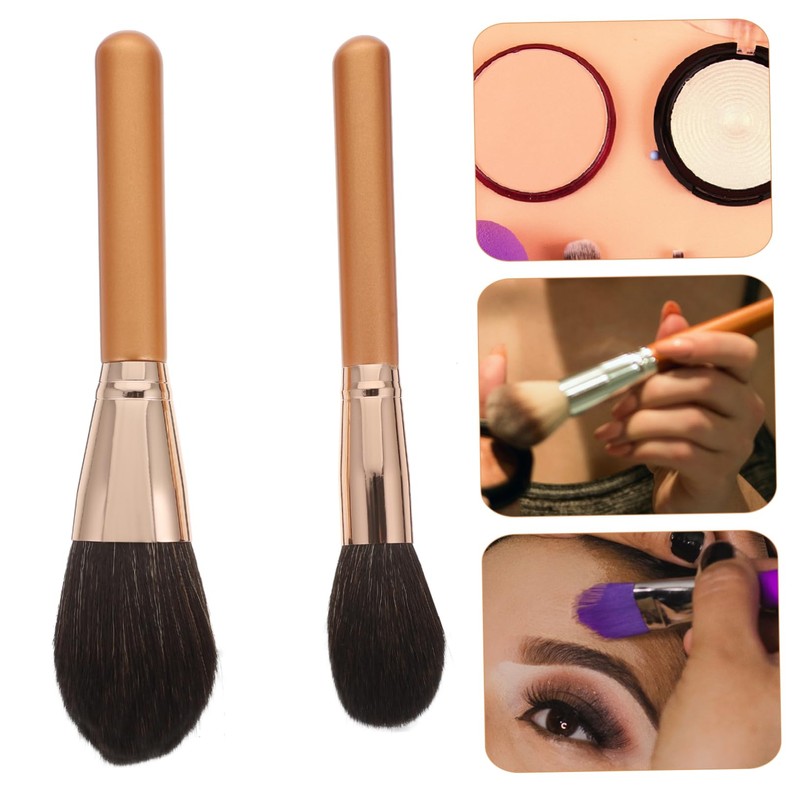 Baluue Practical Makeup Double-ended Blush Powder Brush Wooden Handle Multipurpose