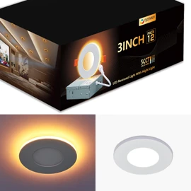 CycevSun 3 Inch Recessed LED Lights with Night Light, Dimmable & 5CCT Selectable Canless Outdoor Soffit Wafer Downlight, 6W, ETL, IC Rated, 12 Pack