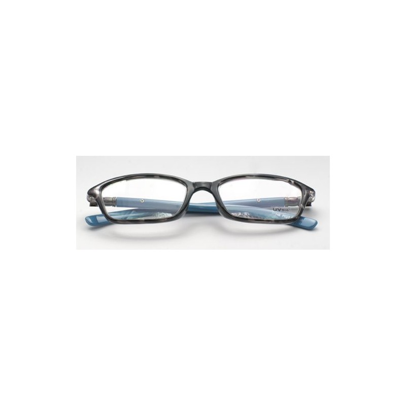 ハックベリー シニアグラス おしゃれな老眼鏡 度数+2.00 ツルがブルー フレームがブラウン系にアクセントが効いたお洒落 老眼鏡 P022S-2